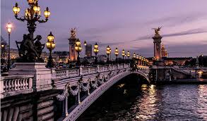 Pont Alexandre III bridge in Paris at twilight