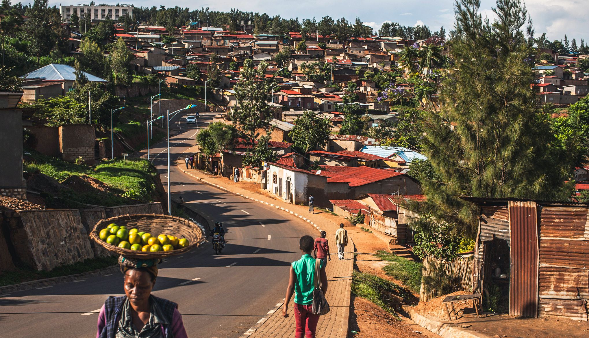 Urban road scene in Rwanda