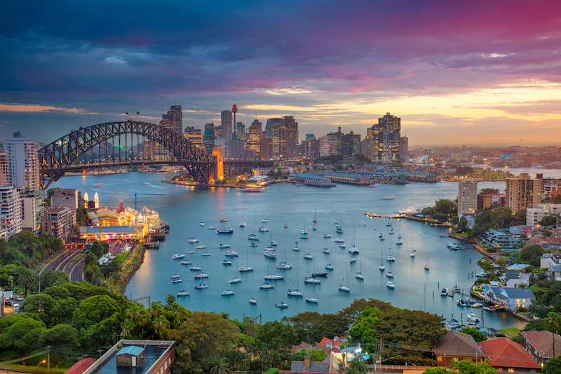 Sydney skyline at sunset