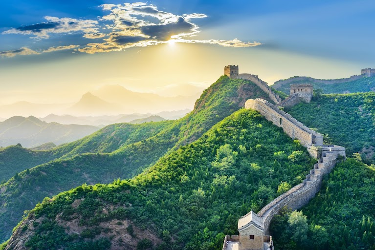 Great Wall of China at sunrise